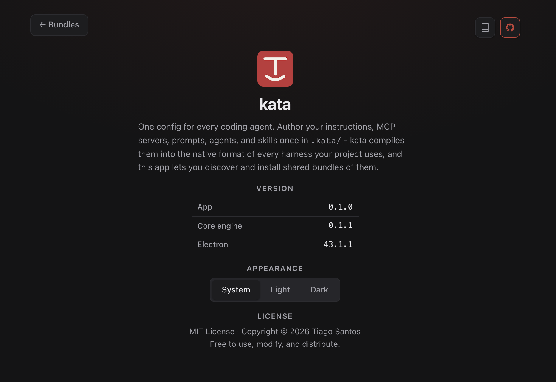 About screen, dark mode