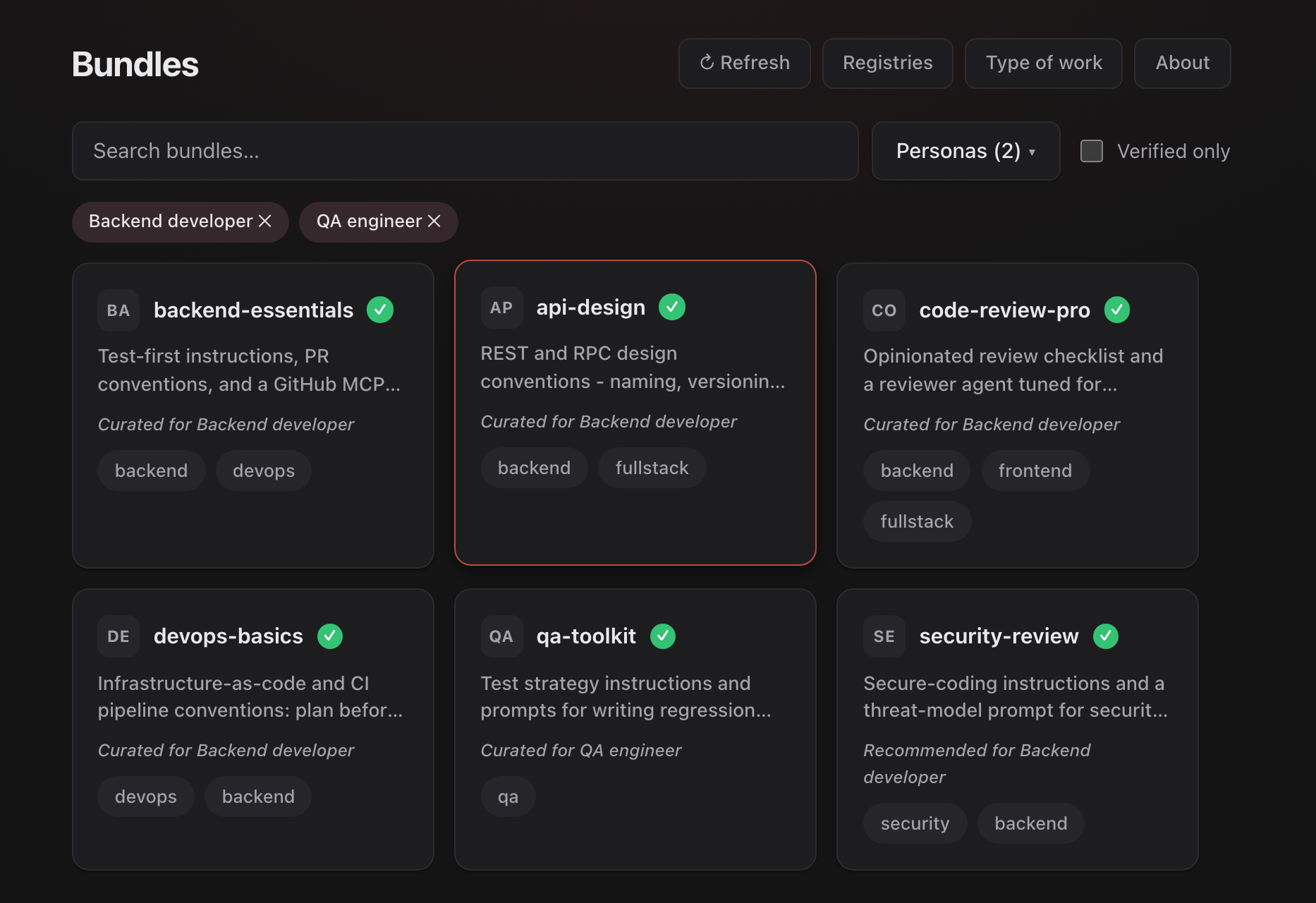 Bundle browser, dark mode