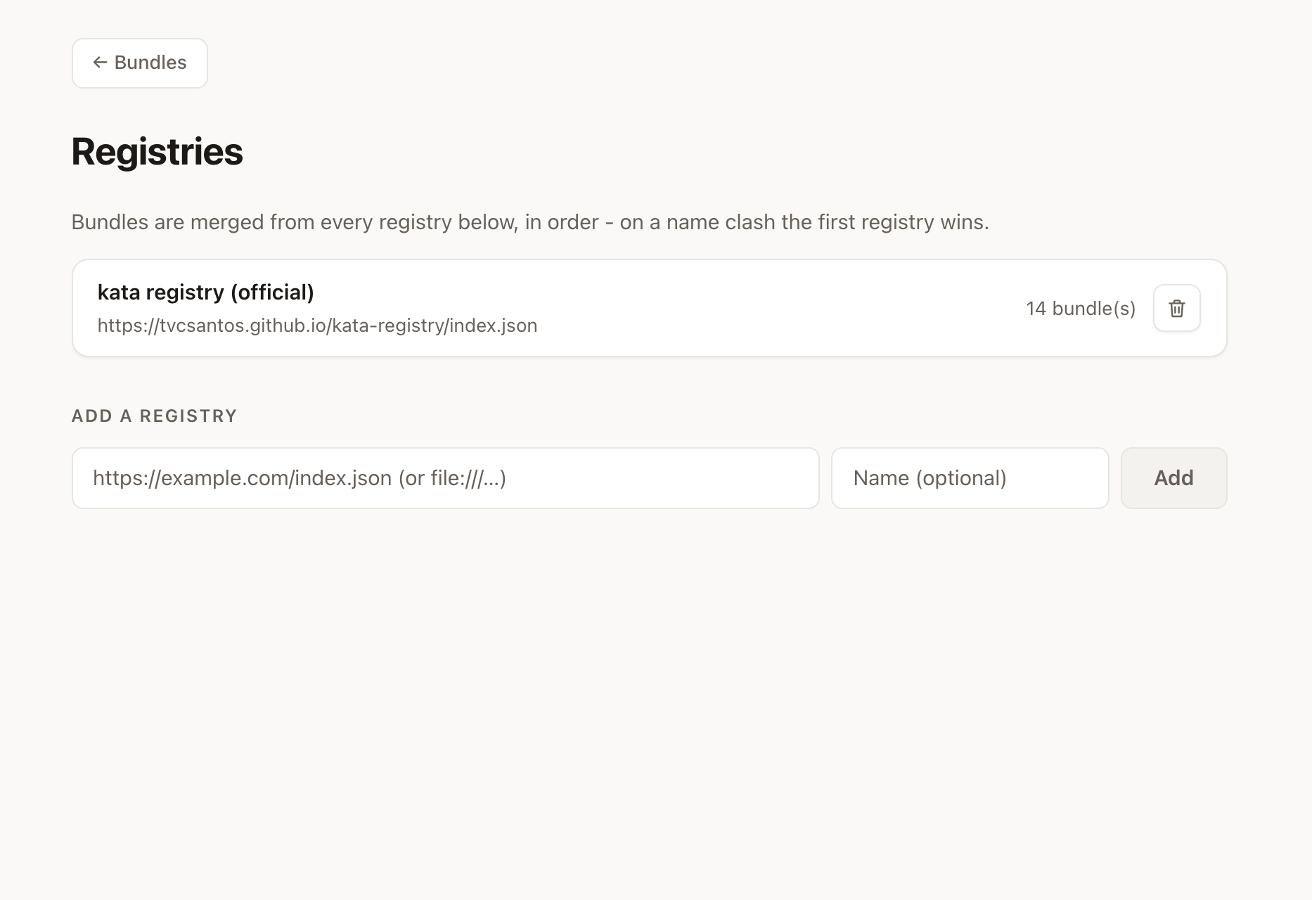 Registries management, light mode